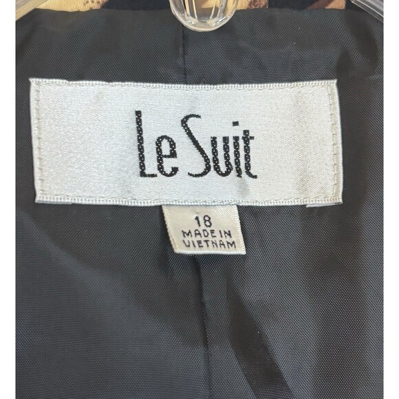 LE SUIT Leopard Print 3 Button Tie Front Crop Blazer 18 Lined Slit Cuff Jacket - Picture 2 of 14